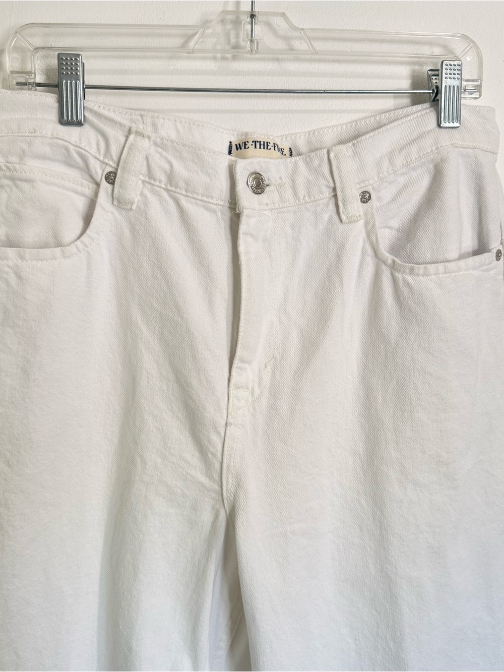 We The Free People Size 31 Tinsley Baggy Jeans White High Rise Straight Leg - Picture 3 of 11